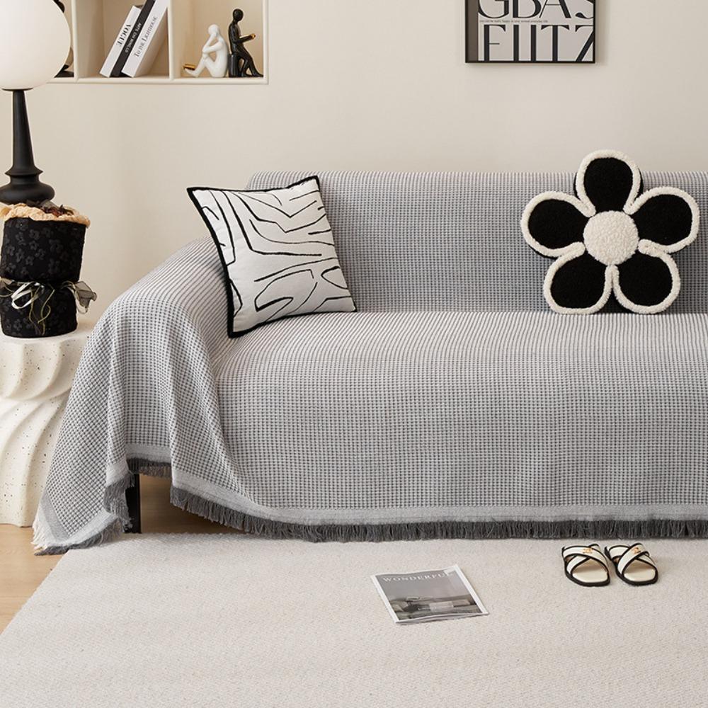 Cream Style Sofa Cover Full Coverage Universal All Season Couch Blanket for Picnic Camping