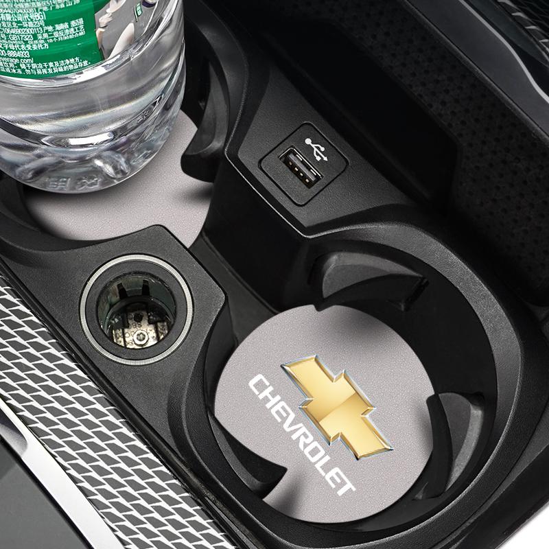 2Pcs Car Cup Mats Anti Noise Coaster Interior Accessories For Chevrolet Spark Captiva Cruze Malibu Equinox Trax Camaro Blazer