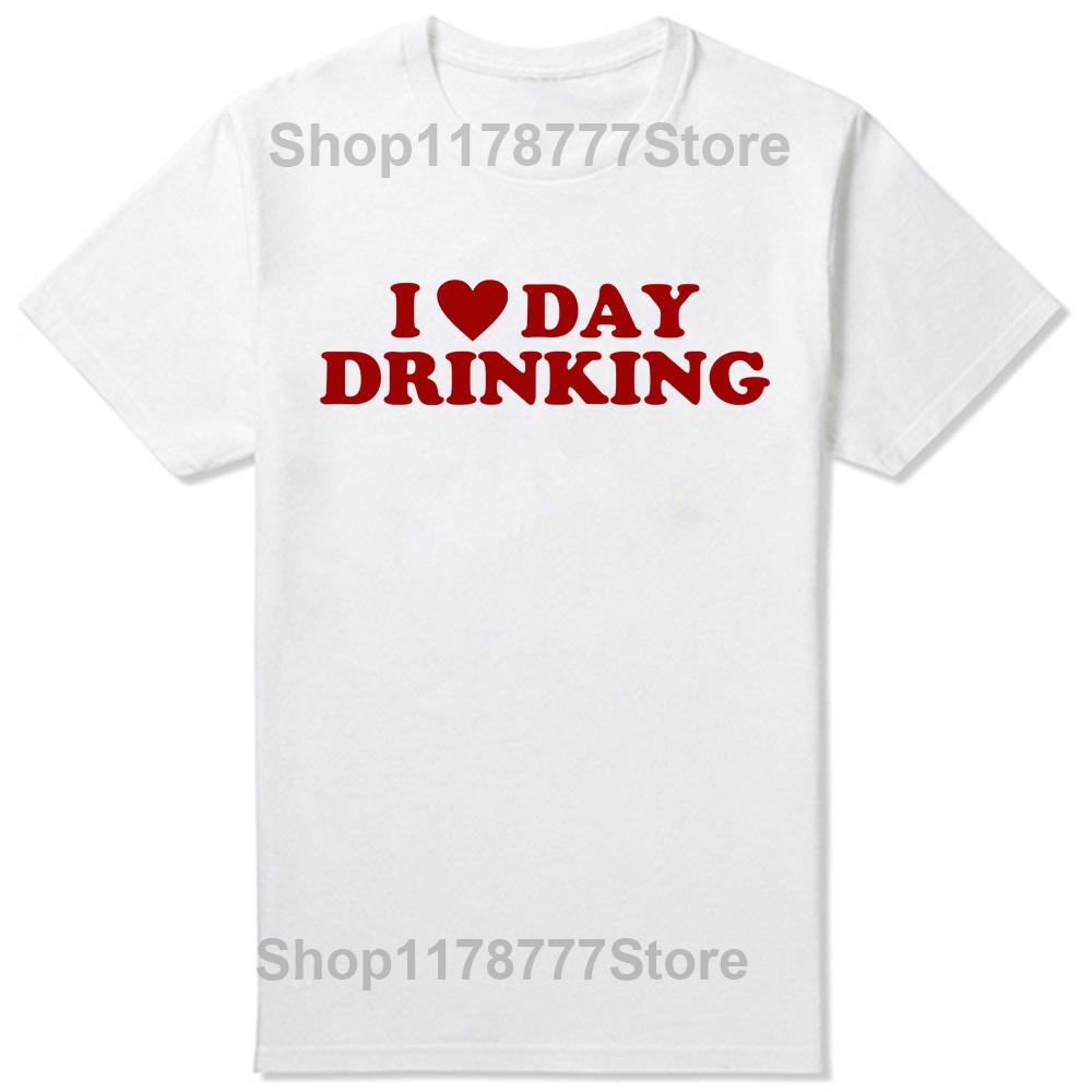 Funny I Love Day Drinking Heart BEER T Shirts Summer Style Graphic Cotton Streetwear Short Sleeve Family Friends Gifts Tshirt
