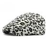 Vintage Corduroy Flat Cap for Women Leopard Print Floral Cabbie Hat Retro Polka Dot Newsboy Beret Autumn Winter Warm Peaked Cap