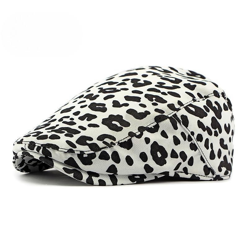 Vintage Corduroy Flat Cap for Women Leopard Print Floral Cabbie Hat Retro Polka Dot Newsboy Beret Autumn Winter Warm Peaked Cap
