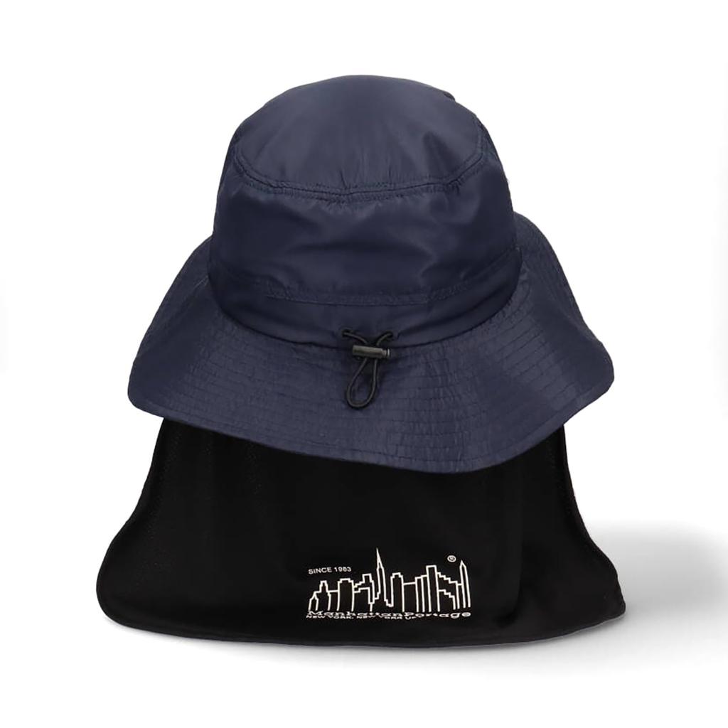 [Manhattan Portage] Sunshade Box Logo Adventure Hat with Logo Hat and Satin SUNSHADE LOGO HAT (013 Navy)