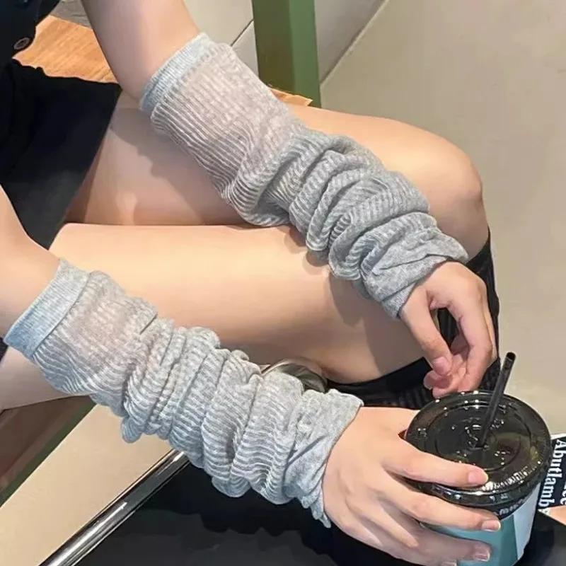 Y2k Girls Ruffles Knee Socks Lolita Long Socks Women Leg Warmers Stockings Thin Breathable Foot Cover Arm Sleeves Sun Protection