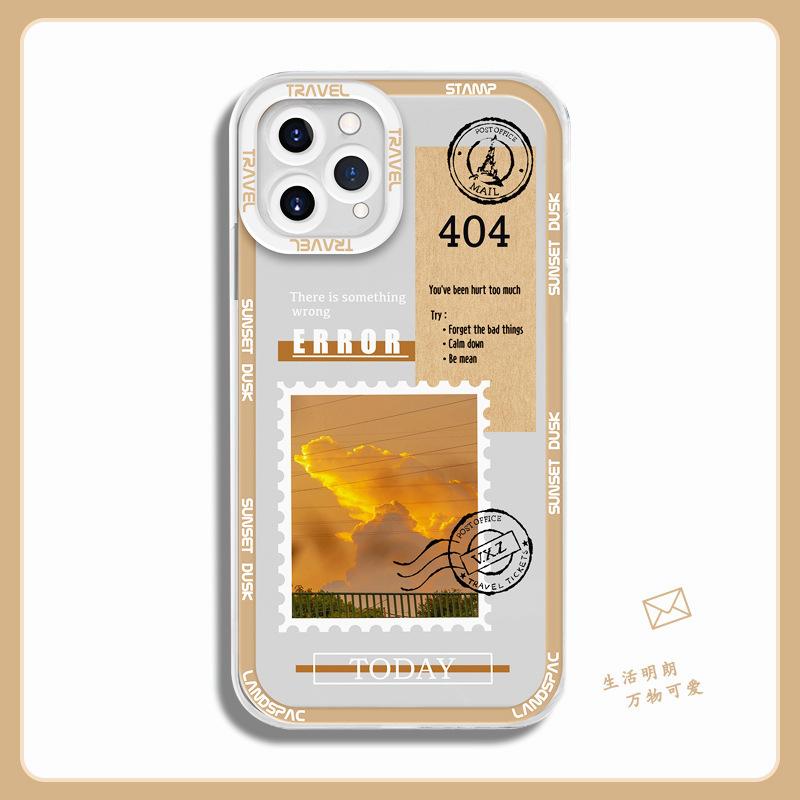 European and American ins style stamp Apple 16Pro mobile phone case 14Plus transparent anti-drop protective case iPhone17 soft case