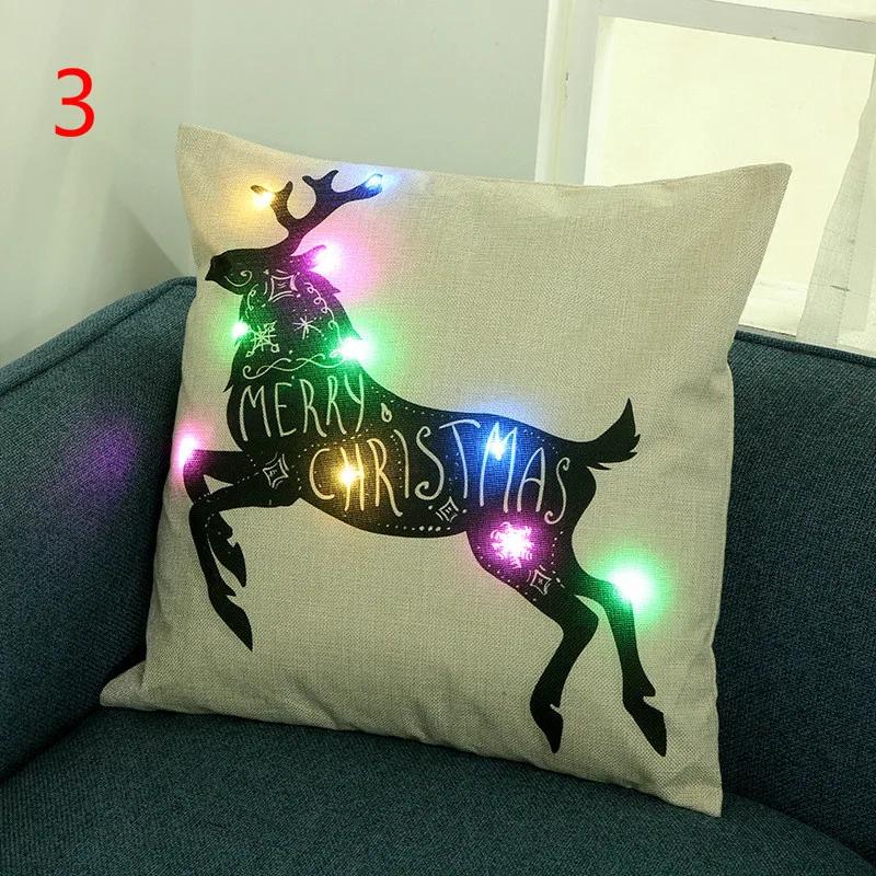 Home Pillowcase Creative LED Lights Sofa Pillowcase Christmas Theme Pillow