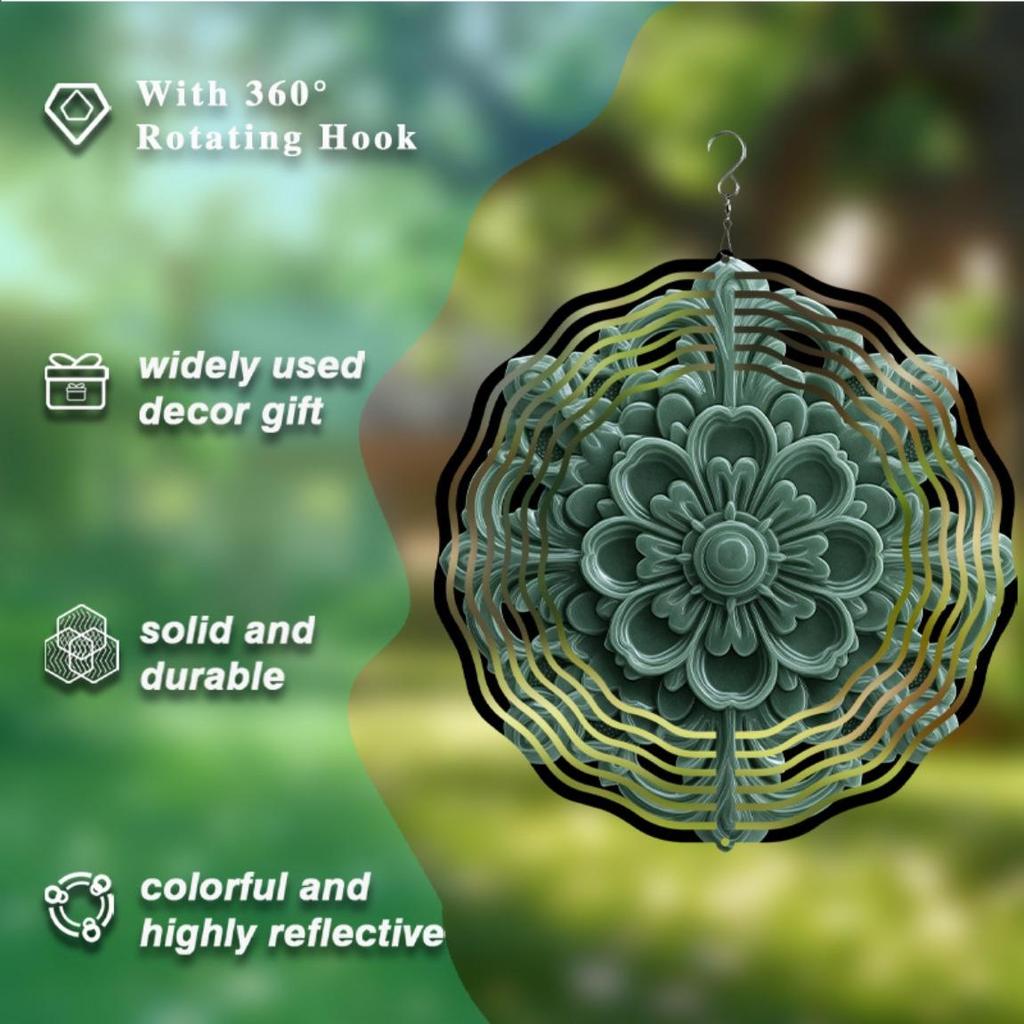 Metal Wind Spinner Mandala Wind Chime for Outdoor Indoor Decor All Season Holiday Gift Housewarming Decoration No Electricity Needed