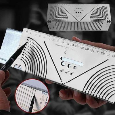 Arc Marking Ruler Right Angle Construction Arc Parallel Drawing Tool 90 Degree Folding Ruler for Metalworking Cutting Guide