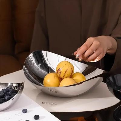 BeauNook 304 Stainless Steel Snack Fruit Bowl, Large Salad Serving Dish, Fruit Tray, Storage for Home Living Room Kitchen, Coffe