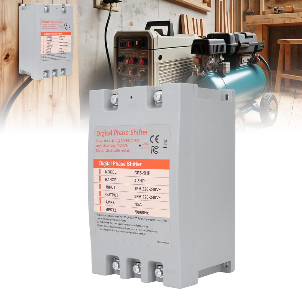 5 Phase Single-Phase To Three-Phase Converter, 220‑240 V AC, 4.1 Pounds, Small Size and Lightweight, Easy Installation, Supports High Motor Driven E