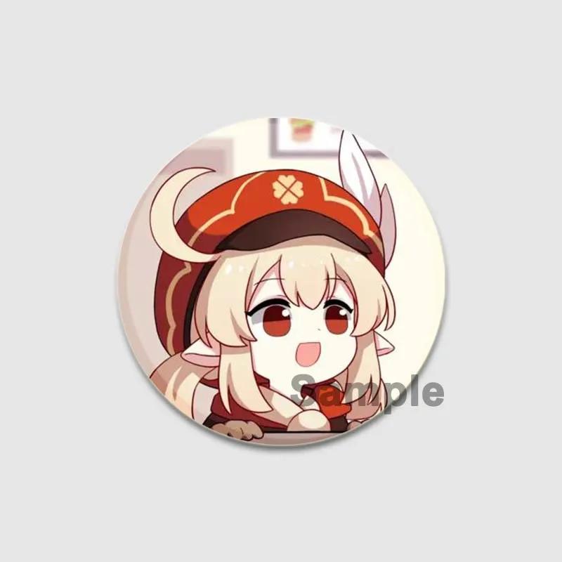 32/44/58mm Klee Pin Round Cartoon Funny Snap-in Brooche for Backpack Cothes Accessorie Anime Genshin Impact Collection Badge Hat Decoration