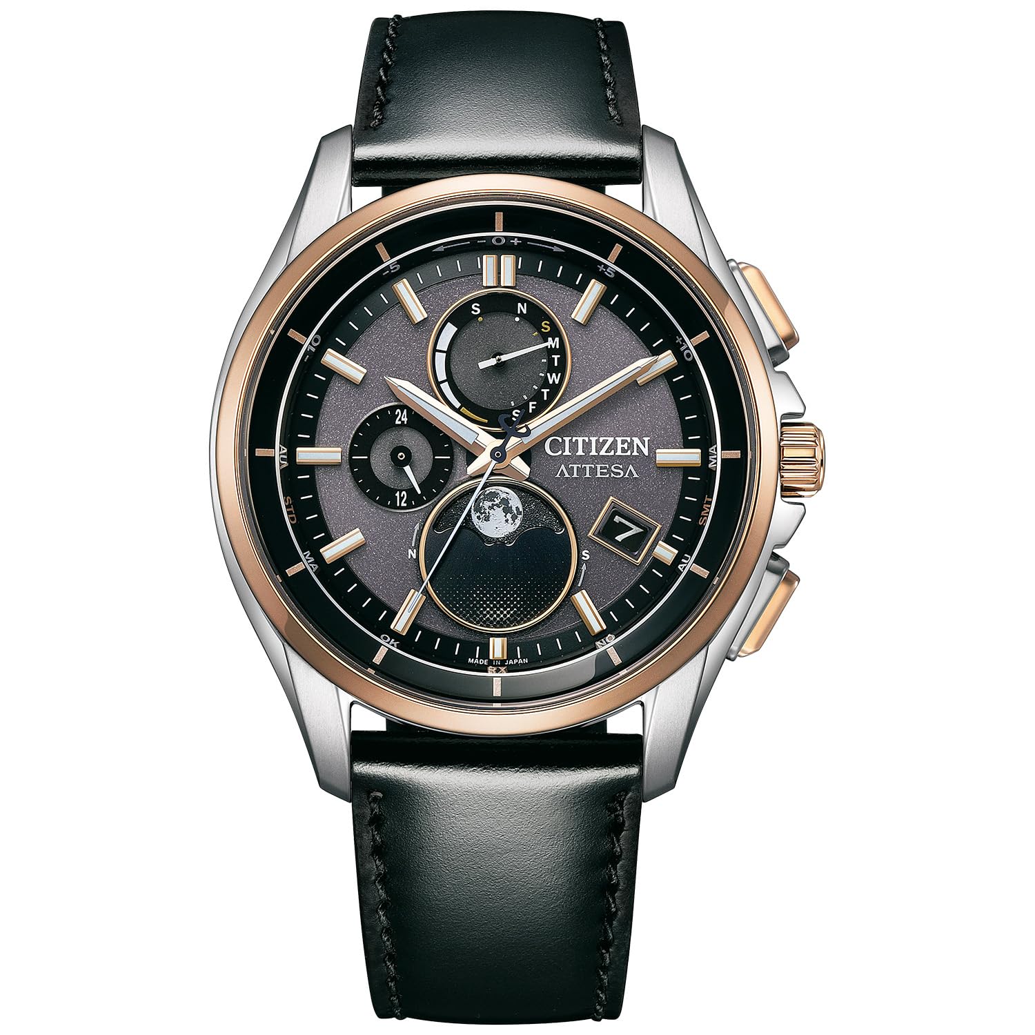 

[Citizen] Atessa Moon Phase Radio Solar Waterproof Watch BY1004-17X Men s Black