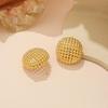 18K Gold Plated Hollow Round Ball Stud Earrings - European & American High-End Light Luxury Design