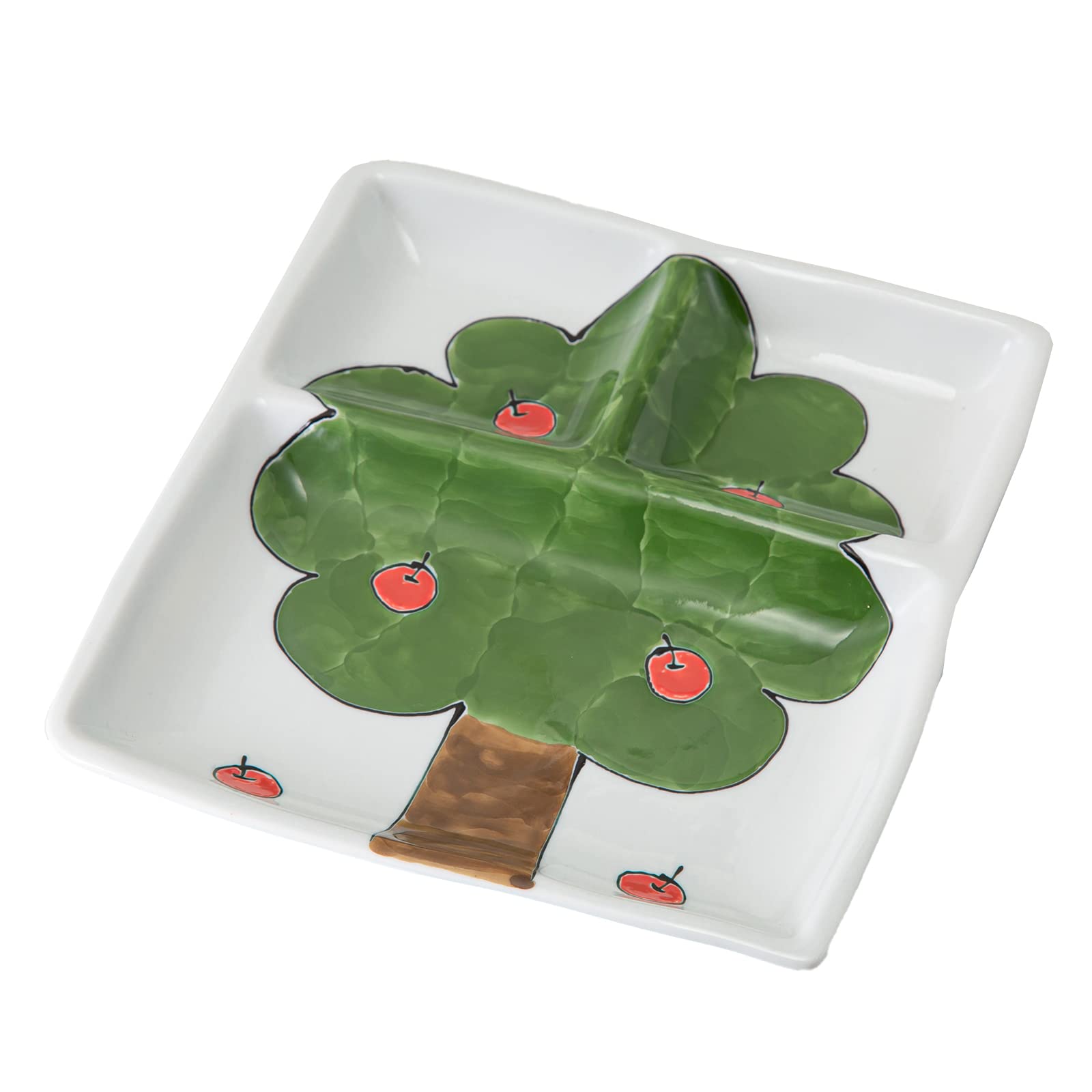 

Nishikai Toki Hasami Ware Divided Plate, Approx. 20cm x 18.5cm, Pettit Apple Design, 20807