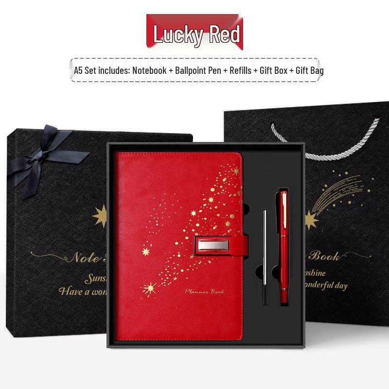 Set de regalo de cuaderno Star Double Line 2026: Libro de registro de reuniones de negocios y oficina de mayor grosor