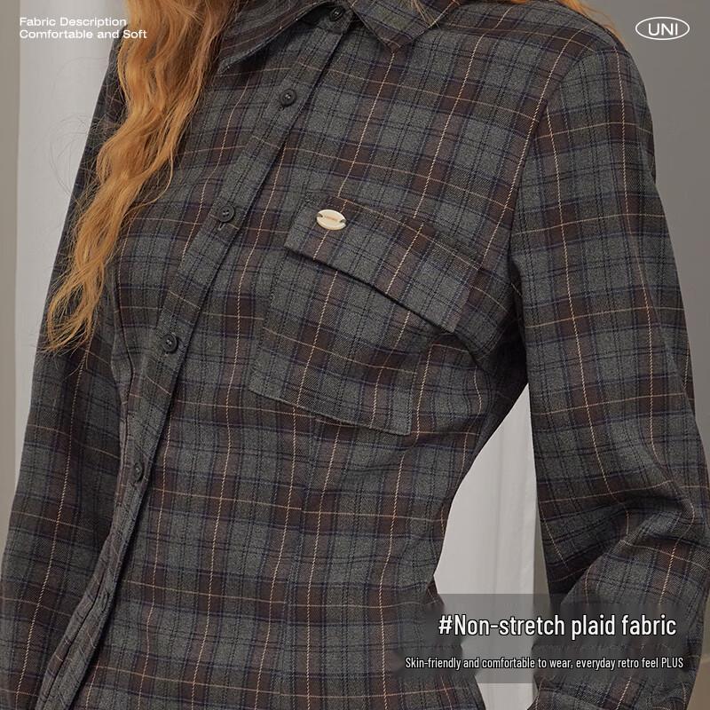 UNIFREE Academy Style Plaid Long Sleeve Shirt