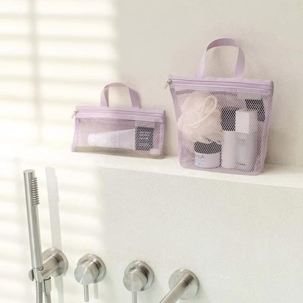 Mesh Makeup Bag with Handy Handle Large Capacity Storage Bags Quick Dry Waterproof Toiletry Bag for Business Trips Travel