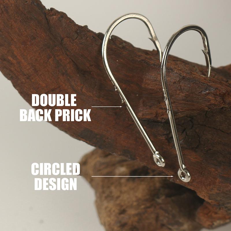 100Pcs Double Back Thorn, Bent Fishhook, Long Handle, Tube, Sea Fishing Hook, Barb With Ring, Crooked Mouth Hook