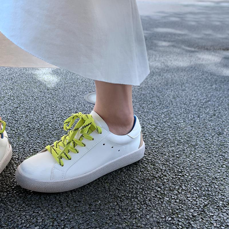 Белые кроссовки из коровьей кожи из конского волоса на платформе с леопардовым узором на шнуровке Женская повседневная обувь 35 6298₽