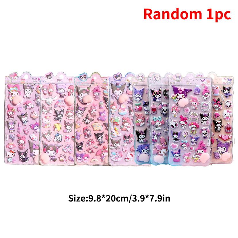 Sanrio Cartoon Sticker Hello Kitty Kuromi My Melody Aesthetic Sticker Cinnamoroll DIY Scrapbook Bonbon Drop Decal Party Favor