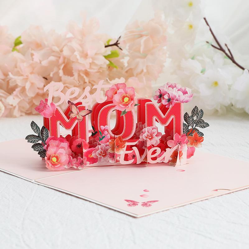 3D Pop-up Greeting Card for Mother's & Women's Day - Creative Paper Carving Thank You & Blessing Card