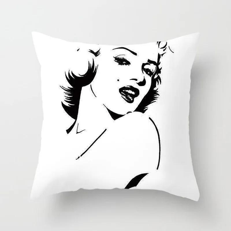 Marilyn Monroe Cushion Cover Decorative Polyester Sofa Throw Pillow Cover Retro Women Super Stars Pillowcase Home Decor 45X45CM