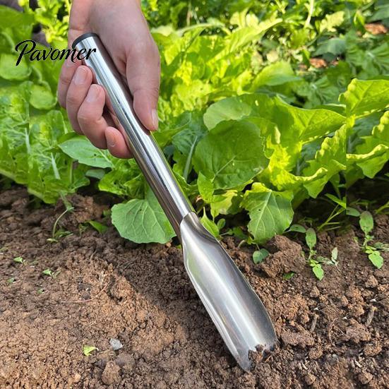 Precision Soil Depth Tool Stainless Steel Garden Trowel, Narrow Pointed Gardening Hand Shovel, Non Deforming Spade Digging for Planting, Weeding,