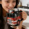 Portable Insulated Fire Truck Shape Coffee Cup with Detailed Design Drinking Cup Suitable for Gift Givings or Individual