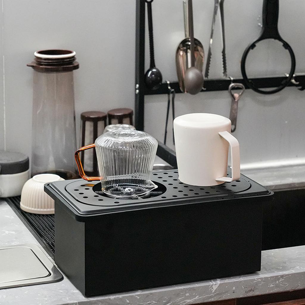 Pitcher Rinser Stainless Steel Free From Opening Kitchen Sink Automatic Glass Cup Washer for Hotel Bar Coffee Milk Tea Cup Black