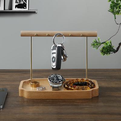 Beechwood Jewelry Holder Bracelet Earrings Necklace Watch Jewelry Organizer Holder Stand with Wooden Base Modern Storage Rack