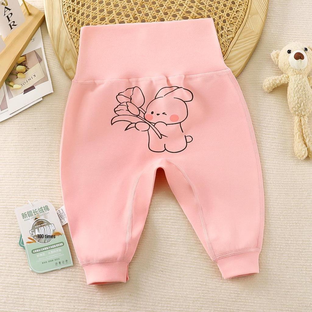 Unisex High Waist Baby Pants with Diaper Cover and Belly Protection for Spring, Autumn, and Winter