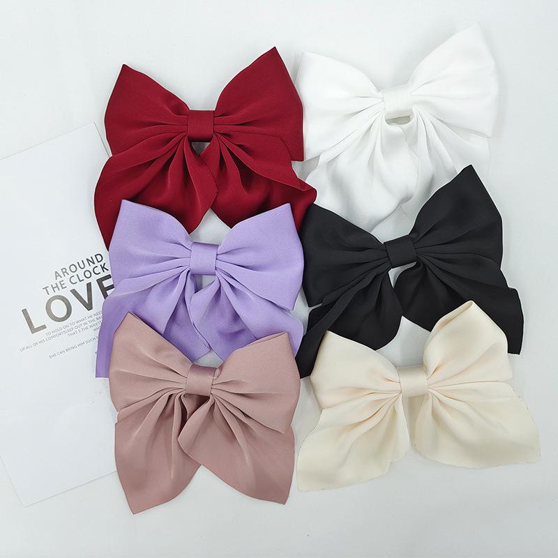 Sweet Bow Women Hairpins Solid Color Satin Bowknot Clips For Girls Butterfly Barrettes Duckbill Clip Kids Hair Accessories