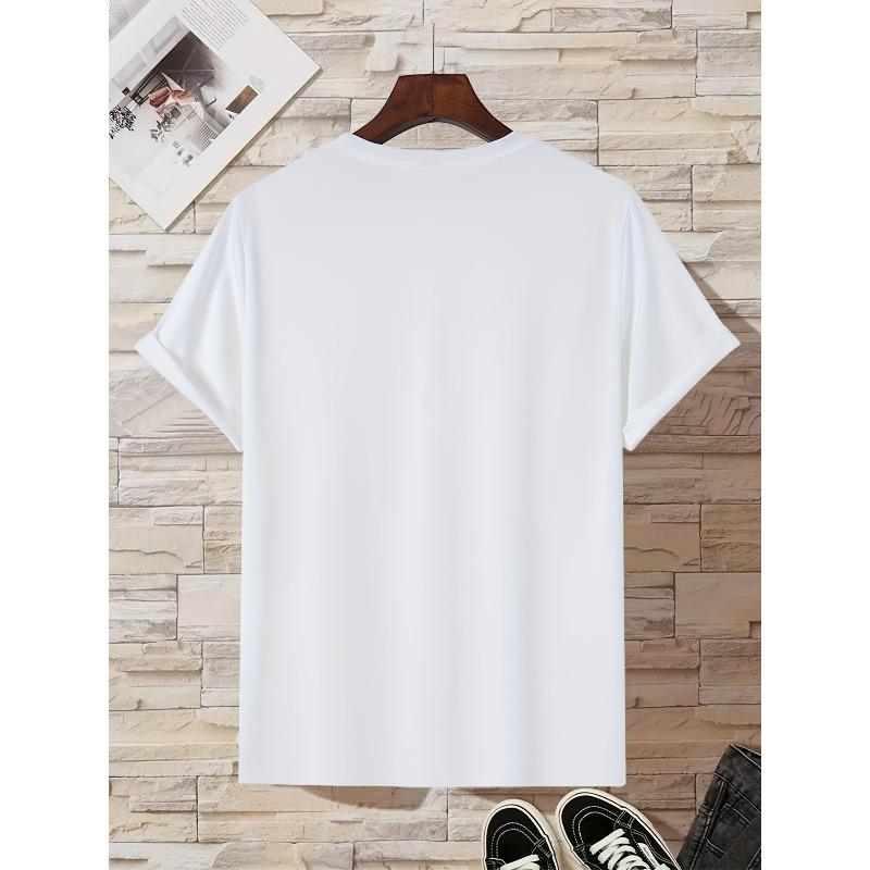 Europäische Größen Herren T-Shirt mit Buchstabenprint, Rundhals-T-Shirt Freizeitkleidung, Frühling und Sommer