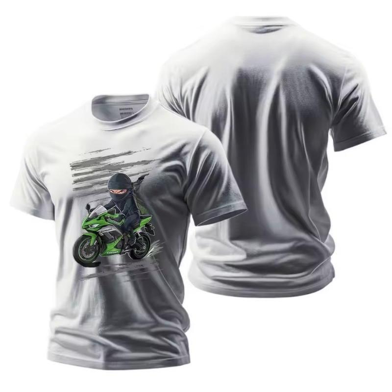 Summer Men 3D Print T-shirt Motorcycle Casual Wear Short-sleeved Cycling Suit Racing Lapel Shirt Overalls