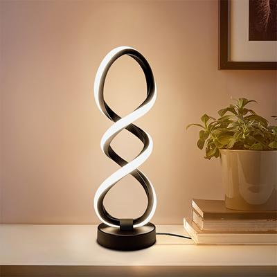 1 Adet Modern Spiral Masa Lambası, 3 Kademeli Dim Edilebilir Dokunmatik Lamba, USB C Şarj Portları, İş Yeri Kiler Kitapçı İçin Modern Minimalist Dim Edilebilir Spiral Işık