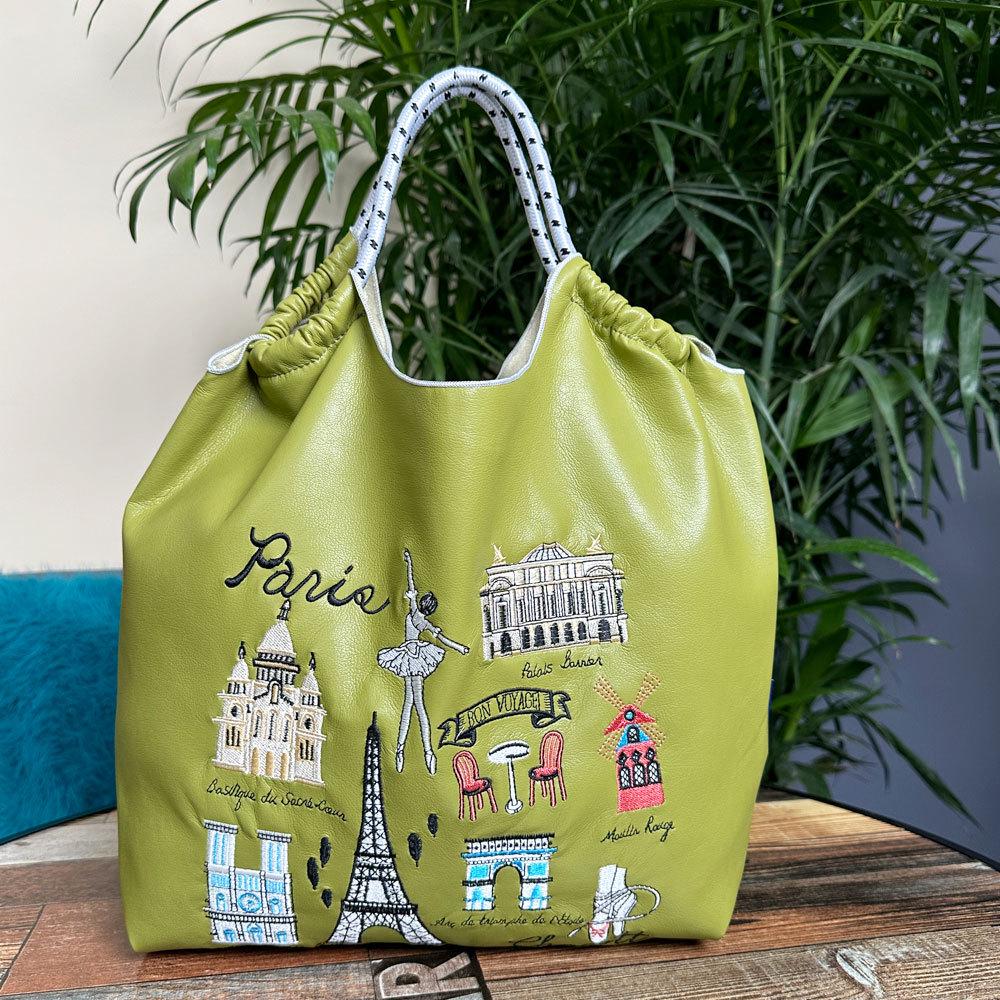 Women's Embroidered Large Capacity Leather Tote - Fashionable, Versatile, Eco-Friendly Handbag