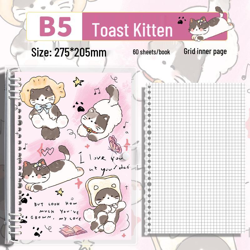 Cute Pet Transparent Soft PVC Binder B5 Notepad Diary with Iron Clip