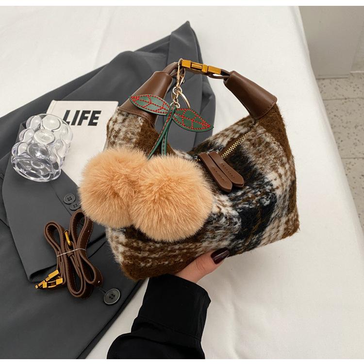 

Bag women 2025 new high-end fashion niche plaid handbag versatile single shoulder messenger bag