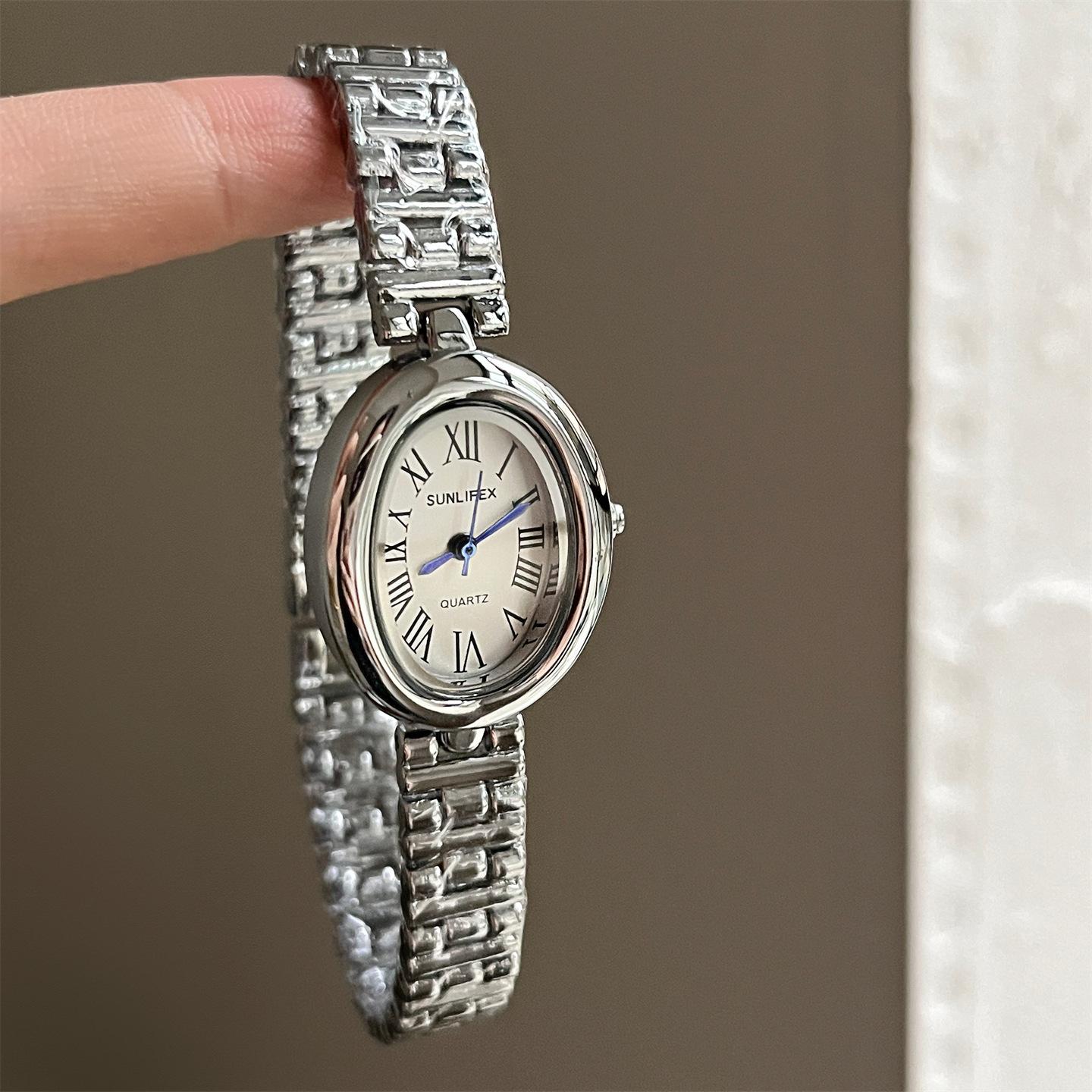 Sunlifex Women S Watch Steel Belt High Value Oval Bathtub Simple Quartz Watch