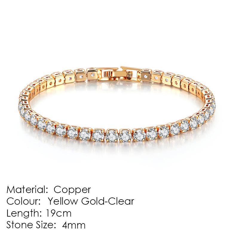 Women's Gold-Plated Zircon Tennis Bracelet - Full Diamond Design, Model S5650