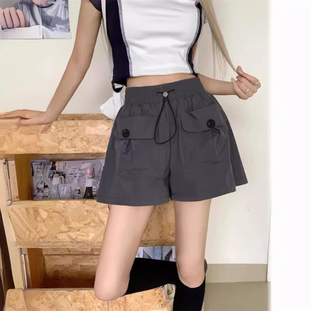 

Женские летние эластичные рабочие брюки с высокой талией и завязками на резинке, свободные прямые широкие шорты небольшого размера 2XL