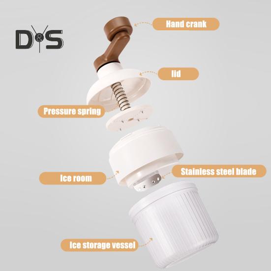Eisrasiermaschine, Edelstahlklinge, handbetriebener Eiscrusher mit Eiswürfelform, tragbarer manueller Eisbereiter für Smoothies, Milchshakes