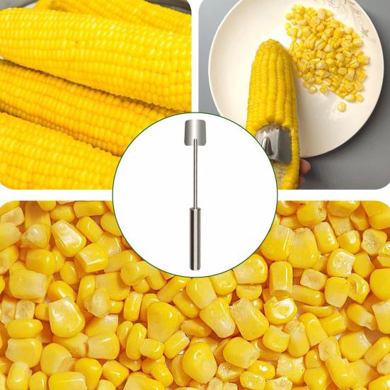 Verktøy for å skrelle maiskolber i rustfritt stål Magisk maisstripper Enkel maiskvern med langt håndtak Skarpt blad Kjøkkenredskap for hjemme- og restaurantbruk