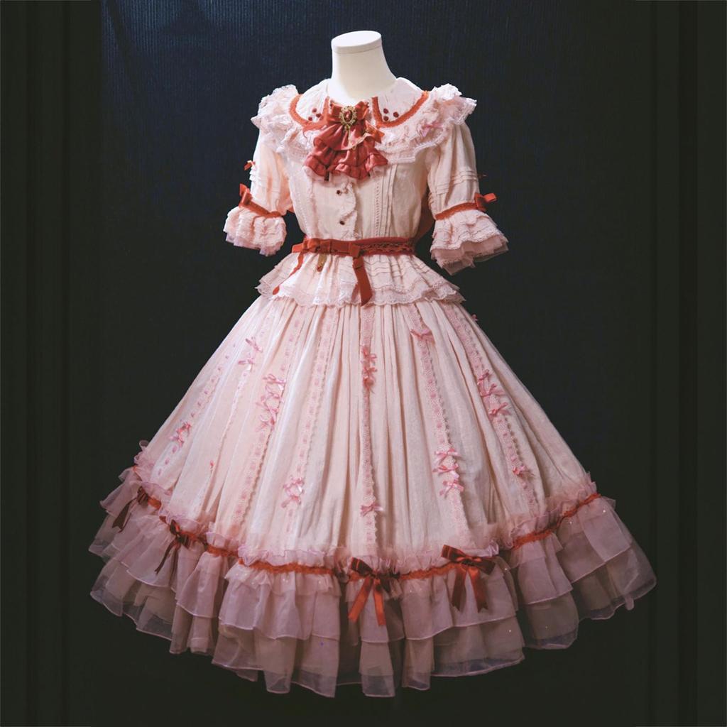 Remilia Scarlet Cosplay Dress Halloween Pink Dress [milky time] (L)