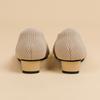 B35-3 Pointed Toe Low-Cut Chunky Heel Breathable Plus Size Striped Knit Shoes