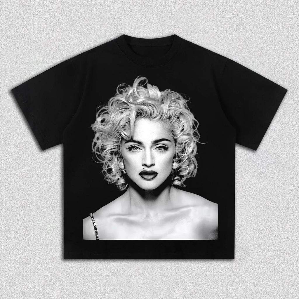 Retro Porträt Grafik T-Shirt Herren Damen Vintage 90er Pop Queen Baumwolle Kurzarm Streetwear Tee