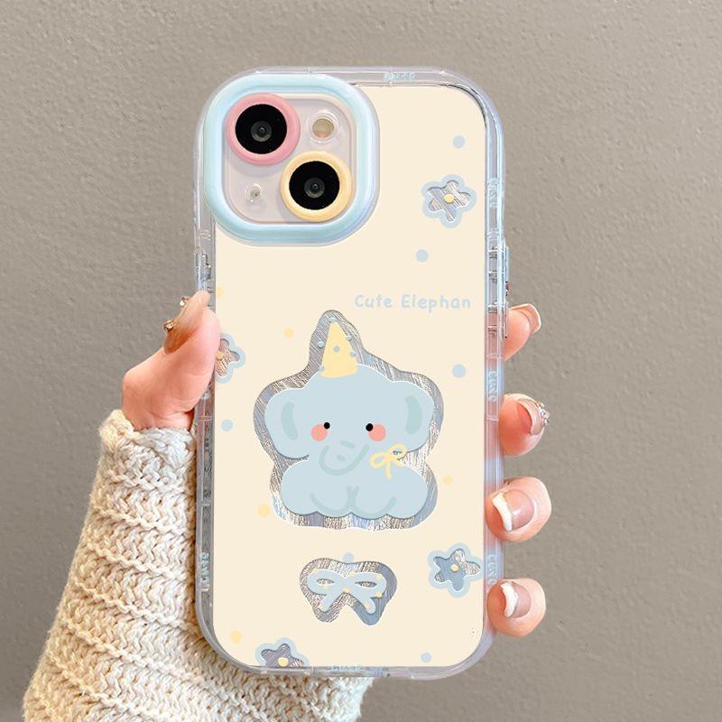 

Creamy Baby Elephant Suitable for Apple 16 Mobile Phone Case 15pro Feather Yarn Iphone14promax Lens Full Package HUAWEI nova 8 Pro
