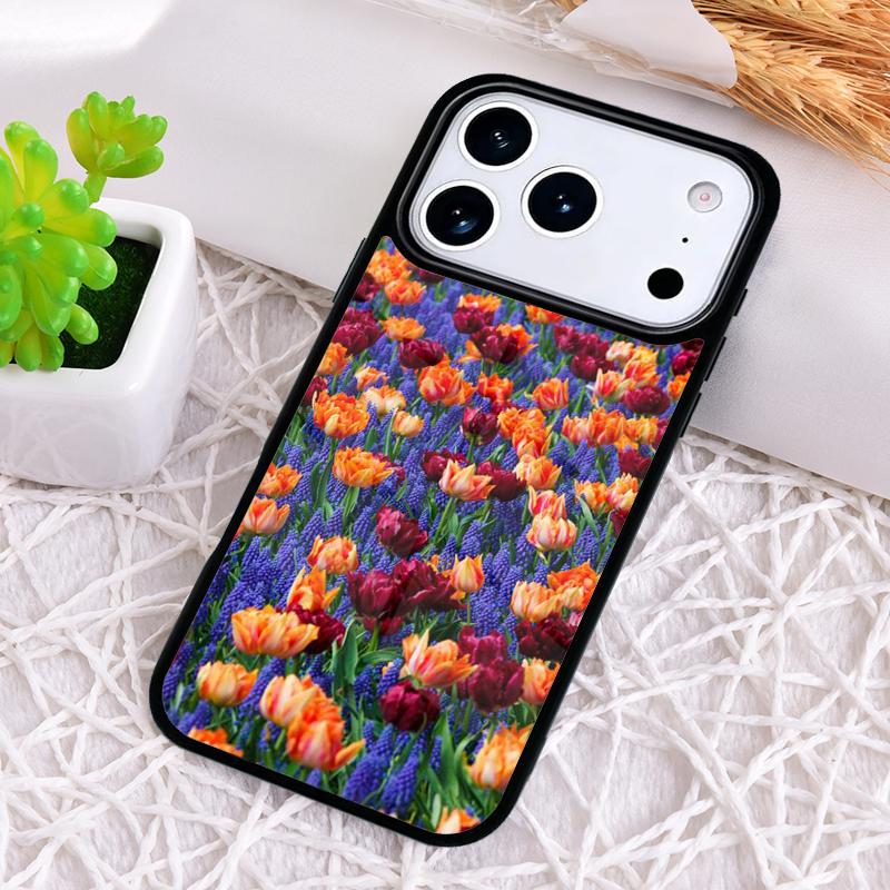 Flowery Field Flowers Tulips Phone Case for iPhone 17 Air 16 15 11 12 14 13 Pro Max Shockproof Cover