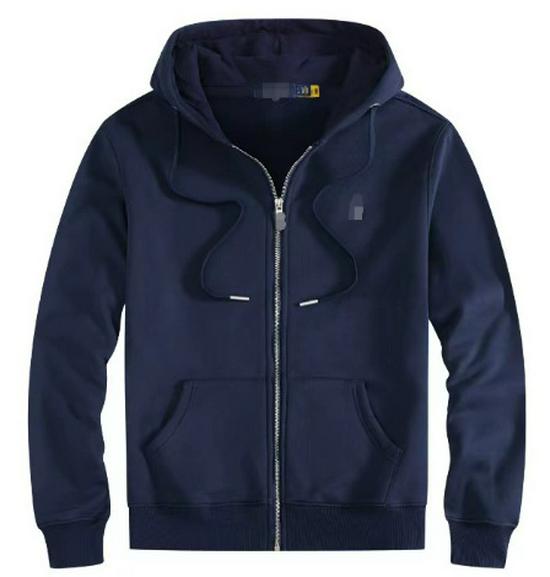 Sudadera con capucha forrada de felpa para hombre, Bordada, Corte holgado, Estilo polo Otoño/Invierno, Tallas grandes, Diseño RL