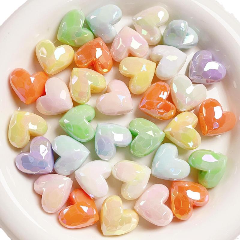 10Pcs Heart Shape Acrylic Loose Spacer Beads For Diy Jewelry Making Bracelet Necklace Keychains Accessories