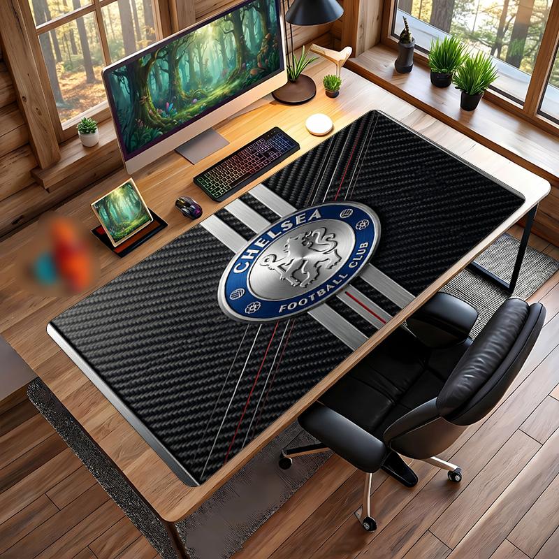 Alfombrilla de Ratón Grande Impresa del Chelsea FC, Alfombrilla de Escritorio para Gaming de Goma Suave Antideslizante para Decoración de Oficina, Portátil y Computadora